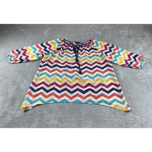 New Directions Woman Women's 1X Sheer Blouse Rainbow Multicolored Casual C28